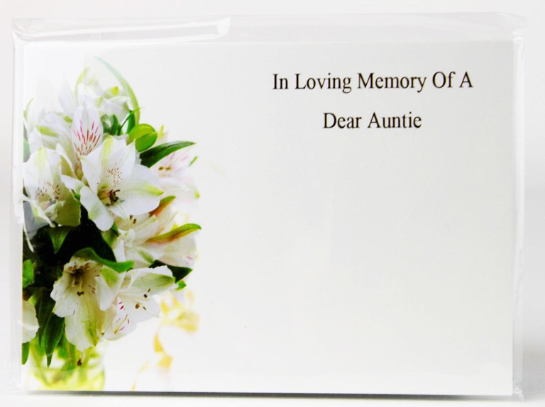 Florist Cards In Loving Memory Of A Dear Auntie Large x 9Pcs www